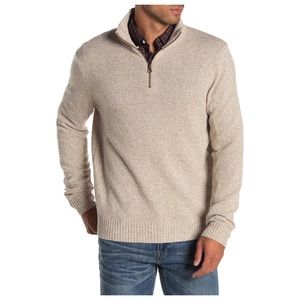 J. Crew Men’s Lambs Wool Quarter Zip Pullover Sweater in Cream Size Large NWT